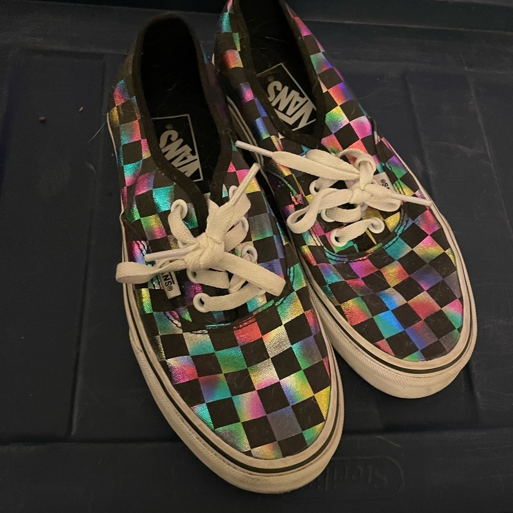 Vans Authentic Rainbow Checkerboard Sneakers Wome… - image 2